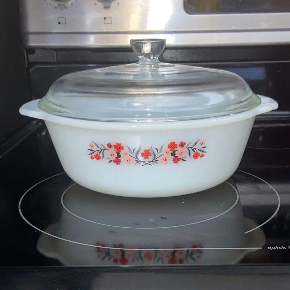 Vintage Fire King Primrose 2 QT Covered Casserole Dish